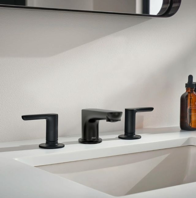 American Standard Studio® S Matte Black Widespread Low Spout 2-Handle Bathroom Faucet with Lever Handles-1