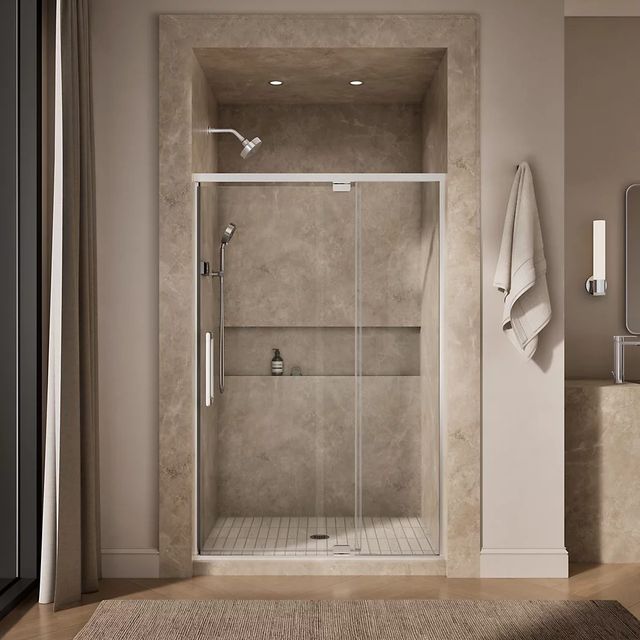 KOHLER Statement™ Bright Polished Silver 76" x 48" - 54" Pivot Shower Door-3