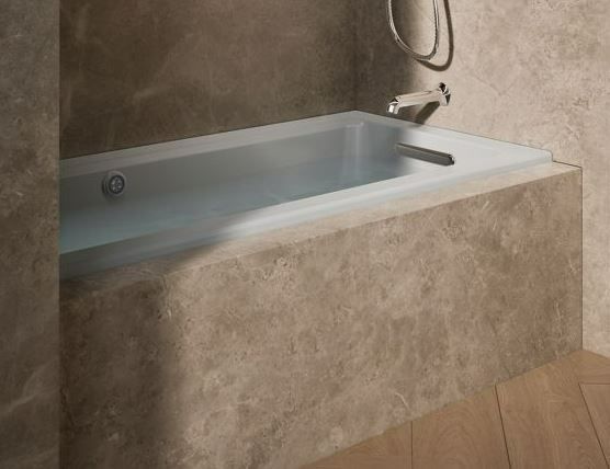 KOHLER® Archer® Ice Gray 60" x 30" Alcove Heated BubbleMassage™ Air Bath - Right Drain-1
