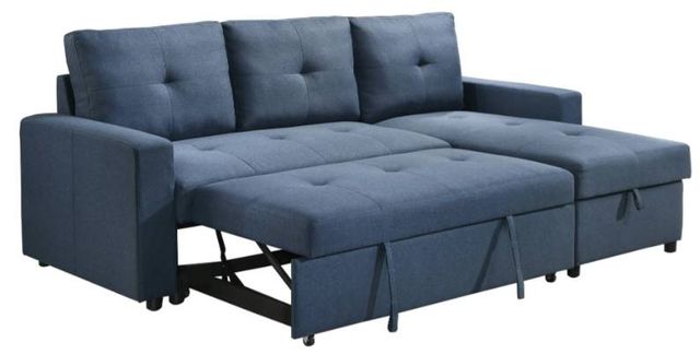 Mazin Furniture Faber 2-Piece Blue Sectional with Pull-Out Sleeper and Reversible Storage Chaise-2