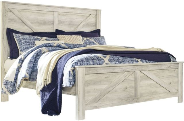 Signature Design by Ashley® Bellaby 4-Piece Whitewash King Crossbuck Panel Bed Set-1