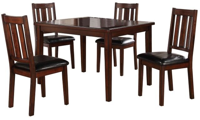 Mazin Furniture Mosely 5 Piece Dark Brown Cherry Dining Table Set-0
