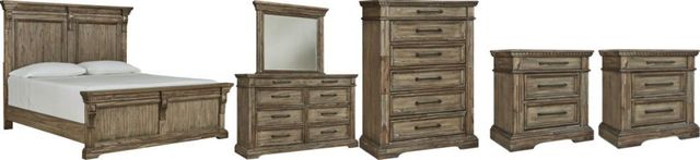 Signature Design by Ashley® Markenburg 6-Piece Brown Queen Panel Bed Set-0