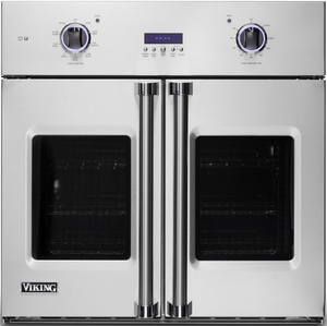 Front view of the Viking® Professional 7 Series 30" Stainless Steel Electric Built In Single French Door Oven