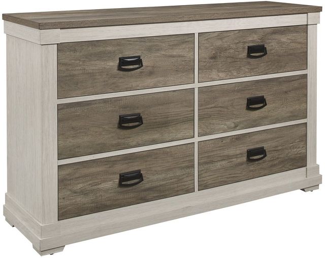 Mazin Furniture Arcadia White & Weathreed Gray Dresser-1
