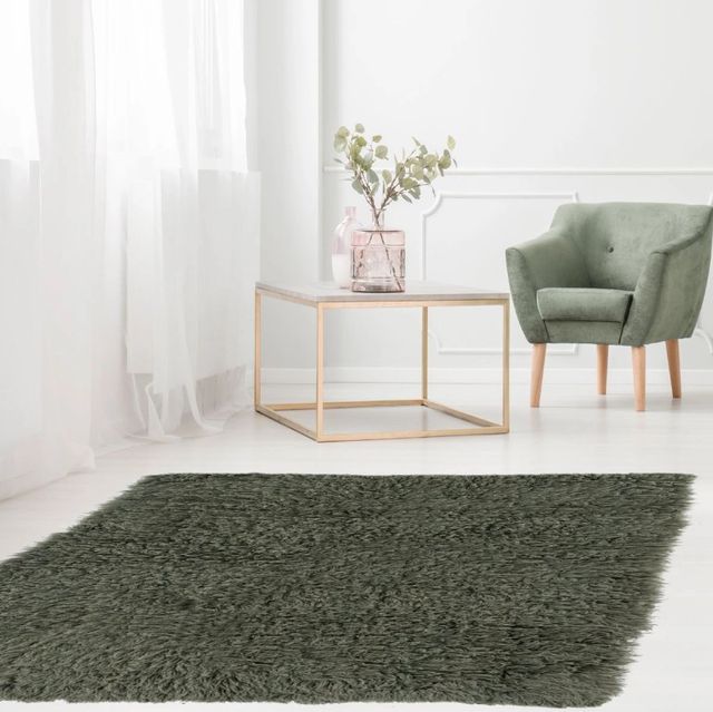 Linon Flokati Olive 5'x8' Area Rug-1