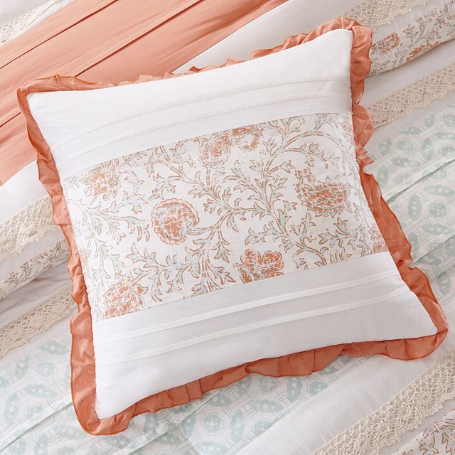 Olliix by Madison Park 9 Piece Coral King Dawn Cotton Percale Comforter Set-4