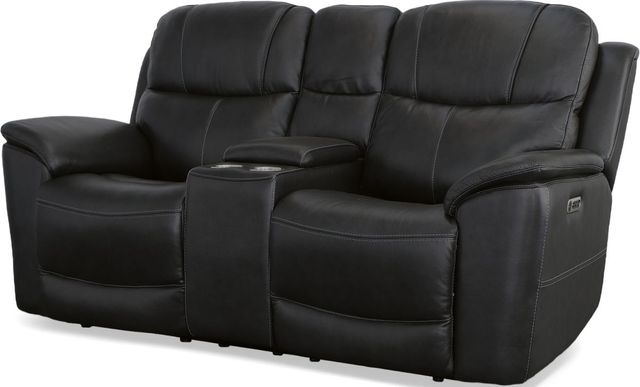 Flexsteel® Crew Raven Power Reclining Loveseat with Console and Power Headrests and Lumbar-3