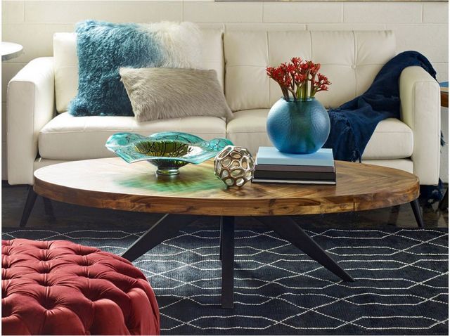 Moe's Home Collection Parq Amber Oval Coffee Table with Black Metal Base-4