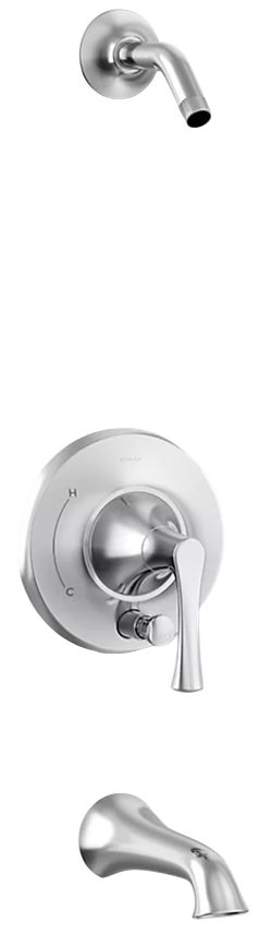 KOHLER® Buckley™ Rite-Temp® Polished Chrome Bath and Shower Trim Kit with Push-Button Diverter-0