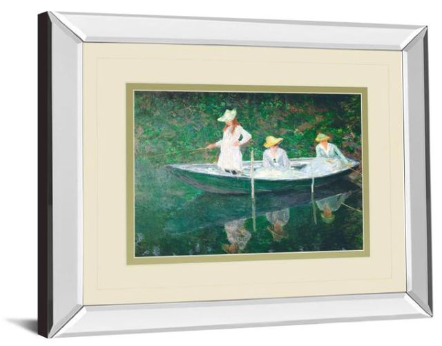 Classy Art The Boat at Giverny by Claude Monet Mirror Framed Wall Art-1