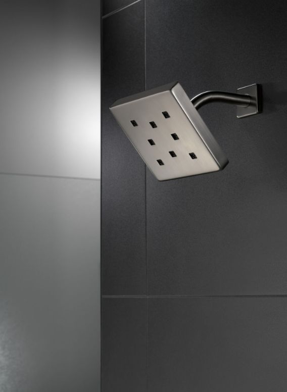 Delta Universal Showering Lumicoat® Black Stainless H2Okinetic® Single-Setting Metal Raincan Shower Head-1