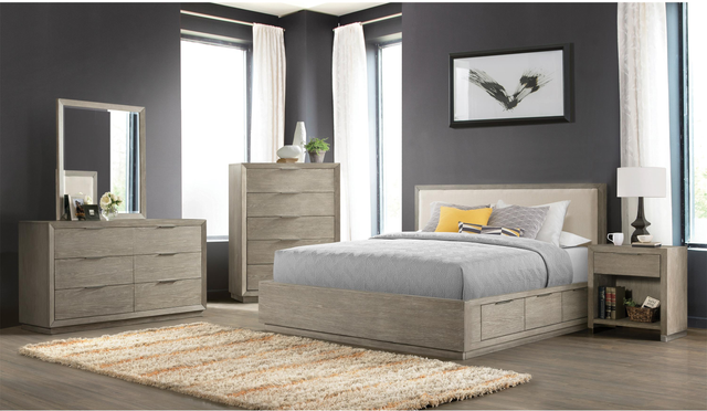 Riverside Furniture Zoey Queen Urban Gray Low Upholstered Storage Bed-2