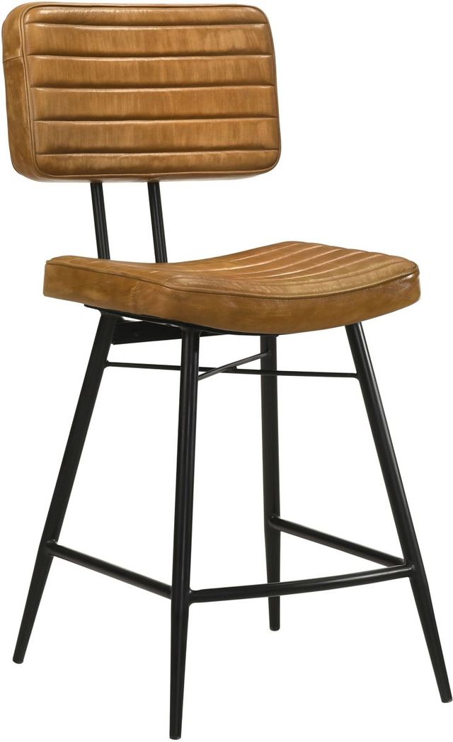 Coaster® Partridge 2-Piece Black/Camel Leather Counter Stool-3