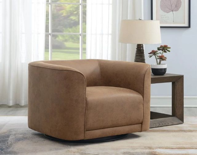 Emerald Home Whirlaway Saddle Brown Swivel Accent Chair-1