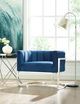 TOV Furniture Magnolia Navy Velvet Chair with Silver Base-3