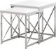 Monarch Specialties Inc. 2-Piece Glossy White Top Chrome Metal Frame Nesting Tables Sets-0