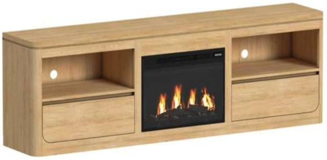 Elements International Rosalie Natural 82" TV Console with Fireplace Insert-0