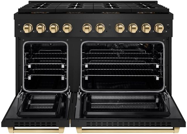 ZLINE Autograph Edition Paramount Series 48" Black Stainless Steel Pro Style Gas Range with Polished Gold Accents -1