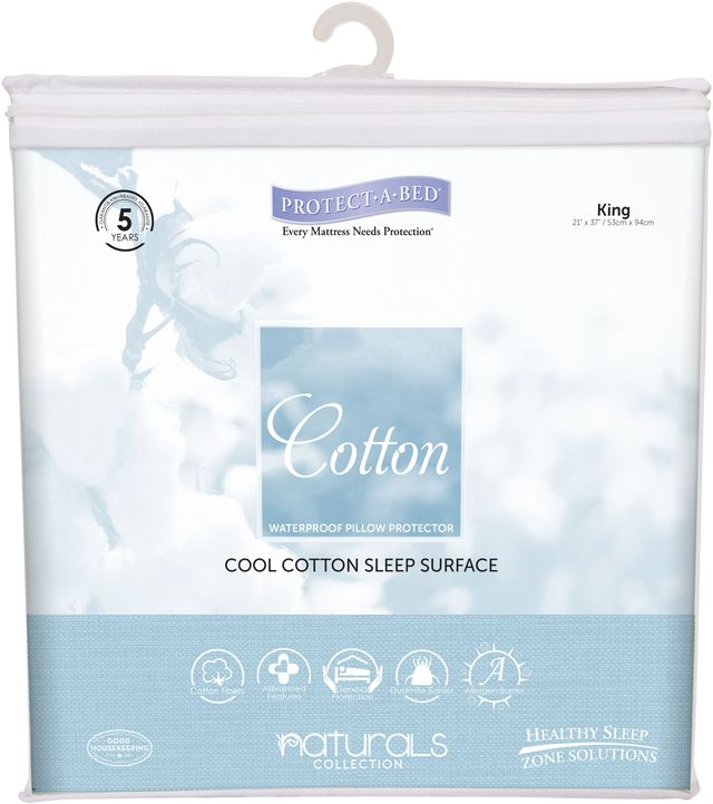 Protect-A-Bed® Naturals White Cotton Waterproof King Pillow Protector-0