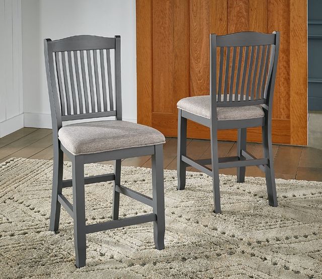 A-America® Port Townsend Gull/Seaside Pine/Smoked Salt Slatback Upholstered Counter Stool-2