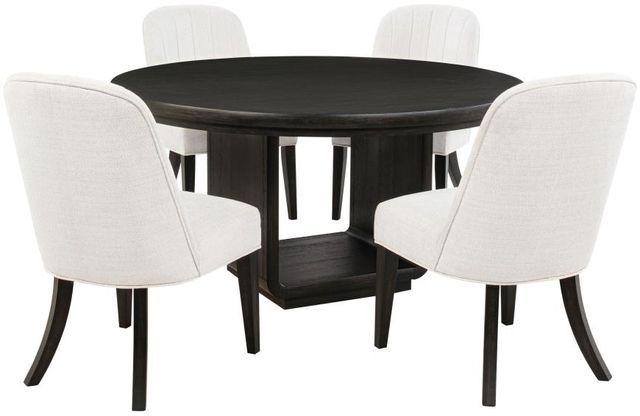 Coaster® Leandro 5-Piece Burnished Black/Cream Round Dining Table Set-0
