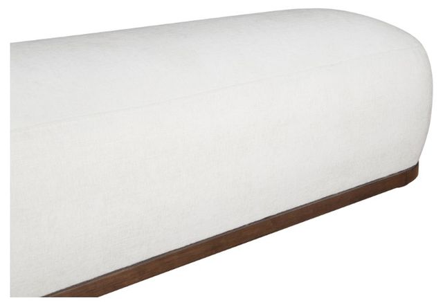 Meridian Furniture Calum Cream/Walnut Chenille Fabric Bench-3