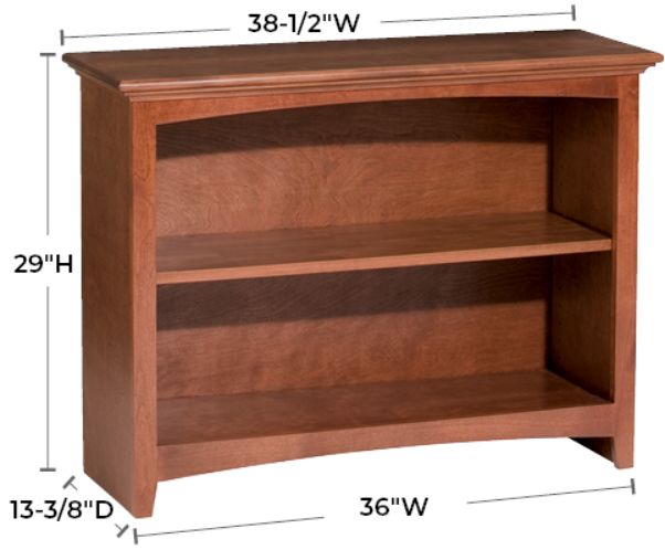 Whittier Wood® Furniture Customizable McKenzie 2-Shelf 36" Bookcase-1