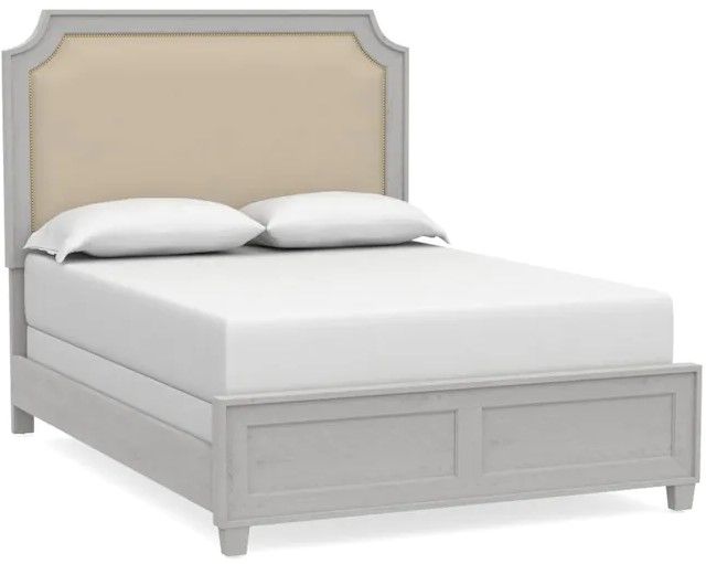 Bassett® Furniture Ventura Chalk Slate Upholstered Queen Panel Bed-1