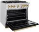 ZLINE Classic 36" Satin Stainless Steel Pro Style Gas Range with Black Matte Door and Polished Gold Accents -4