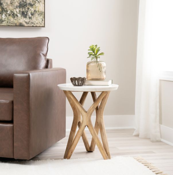 Coast2Coast Home™ Almeda White Accent Table with Natural Base-1