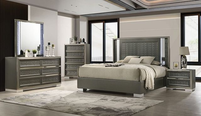 Furniture of America® Leyland Dark Gray Queen Bed-3