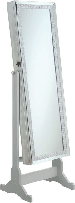 Coaster® Elle Silver Jewelry Cheval Mirror with Crytal Trim