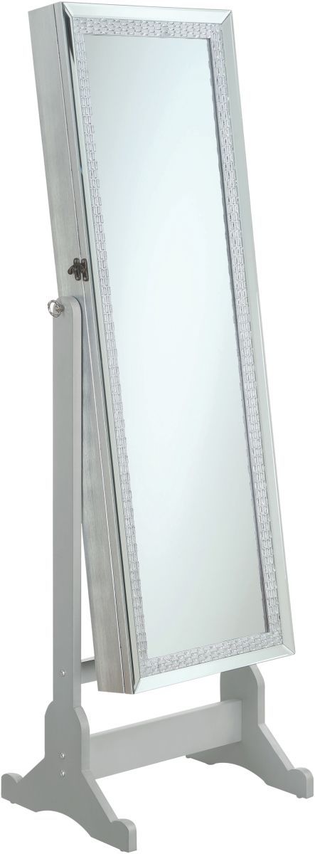 Coaster® Elle Silver Jewelry Cheval Mirror with Crytal Trim