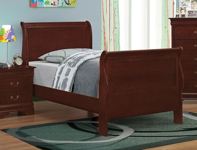 Coaster® Louis Philippe 4 Piece Red Brown Twin Sleigh Bedroom Set-1