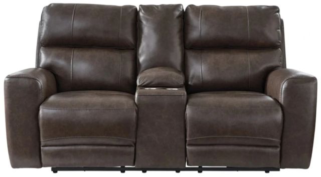 Signature Design by Ashley® Crossplex Smoke Power Reclining Console Loveseat with Adjustable Headrest-2