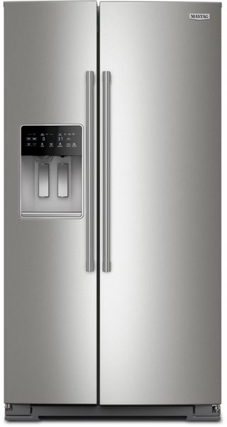 Maytag® 36" 28.7 Cu. Ft. Fingerprint Resistant Stainless Steel Side-by-Side Refrigerator with Arctic Blue Interior