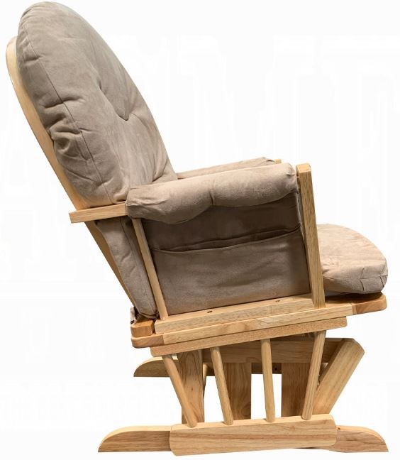 ACME Furniture Rehan Natural Oak/Taupe Glider Chair and Ottoman Set-2