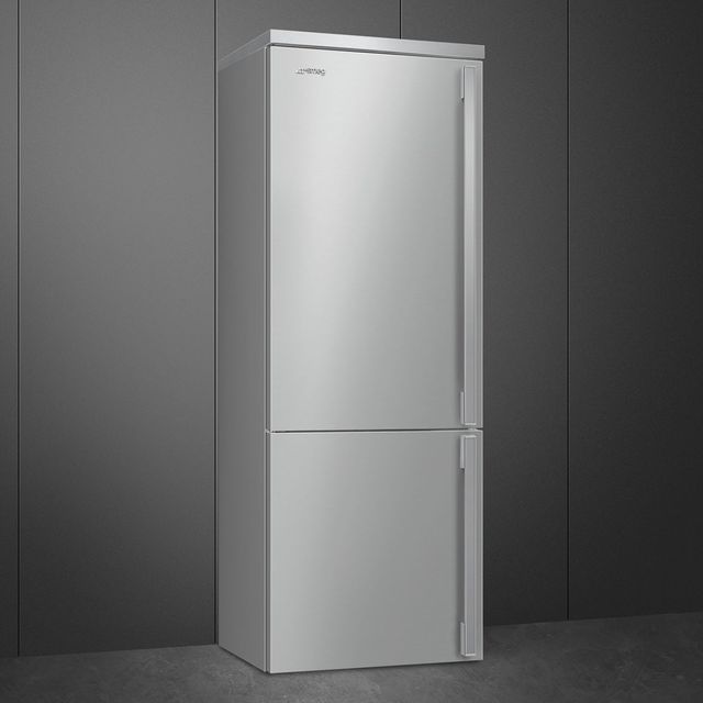Smeg Portofino  28 in. 18.0 Cu. Ft. Stainless Steel Bottom Freezer Refrigerator-1