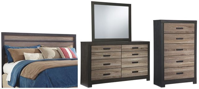 Signature Design by Ashley® Harlinton 4-Piece Warm Gray/Charcoal King Panel Headboard Bed Set-0