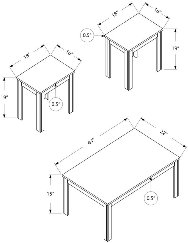 Monarch Specialties Inc. 3 Piece Oak Table Set-2