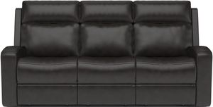 Flexsteel® Cody Dark Brown Power Reclining Sofa with Power Headrests Front view of the Flexsteel® Cody Dark Brown Power Reclining Sofa with Power Headrests