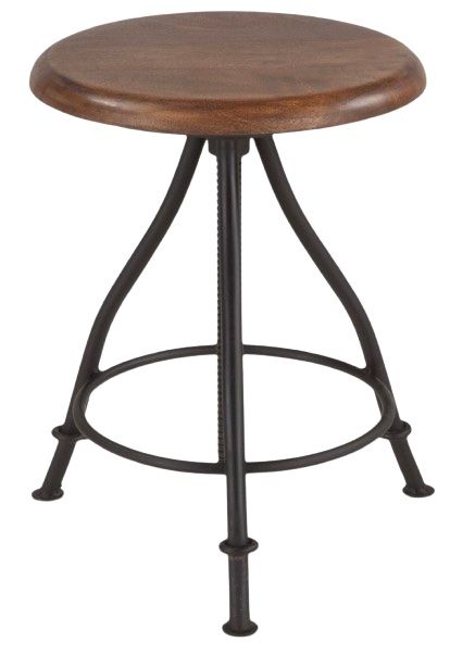 Home Trends & Design Industrial Loft Antique Zinc/Walnut Adjustable Stool-0