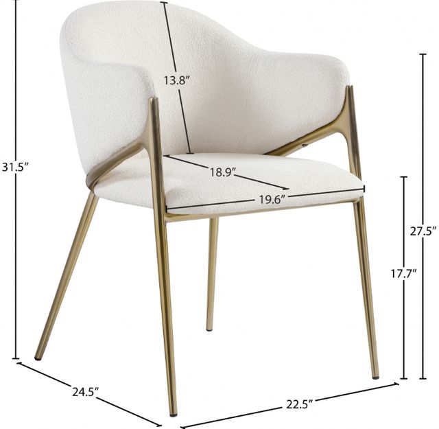 Meridian Furniture Nial Cream/Brushed Brass Dining Chair-3