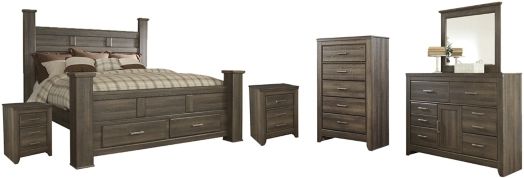 Signature Design by Ashley® Juararo 6-Piece Dark Brown King Poster Bed Set-0