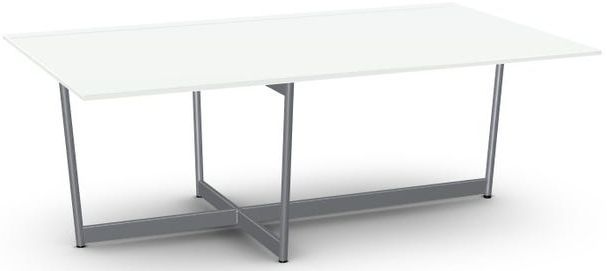 Amisco Customizable Jill White Glass Coffee Table with X-shaped Metal Frame-0