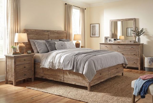 Jofran Inc. Maxton 4-Piece Wash Brown King Panel Storage Bedroom Set-1
