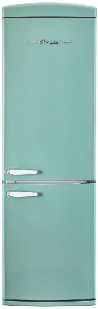 Unique® Appliances Classic Retro 24" 11.7 Cu. Ft. Ocean Mist Turquoise Counter Depth Bottom Freezer Refrigerator-0