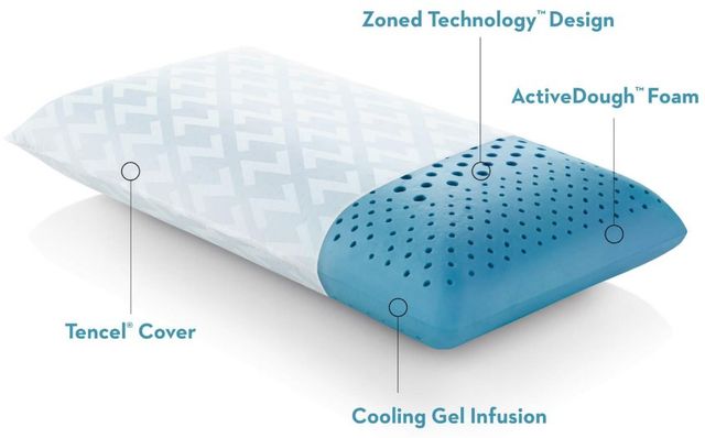 Malouf® Z® Zoned ActiveDough™ + Cooling Gel King Bed Pillow-3