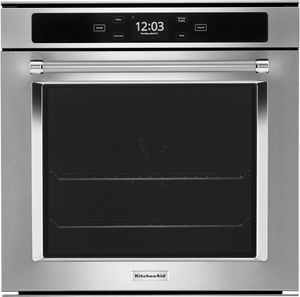 front view of the KitchenAid® 24" FingerPrint Resistant Stainless Steel Single Electric Wall Oven